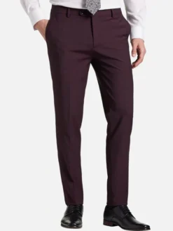 3 Piece Slim Fit Italian Burgundy Suit Mens Pant
