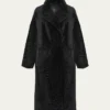 Black Long Karakul Lamb Fur Trench Coat Main