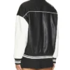 Black Varsity Bomber Leather Jacket Back