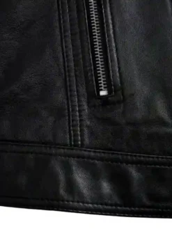 Black Women Real Leather Cafe Racer Jacket Zipper