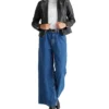Black Womens Real Leather Cafe Racer Jacket Stand