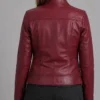 Burgundy Real Leather Jacket Back