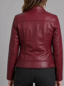 Burgundy Real Leather Jacket Back