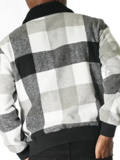 Chavez Checked Snap Tab Wool Varsity Jacket Back