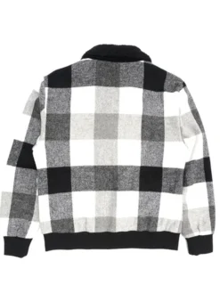 Chavez Checked Snap Tab Wool Varsity Jacket Backside