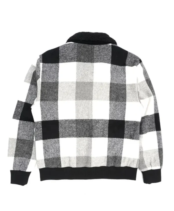 Chavez Checked Snap Tab Wool Varsity Jacket Backside