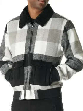 Chavez Checked Snap Tab Wool Varsity Jacket Main