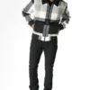 Chavez Checked Snap Tab Wool Varsity Jacket Stand Up