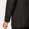 Double Breasted Mens Black And White Pinstripe Suit Cuffs