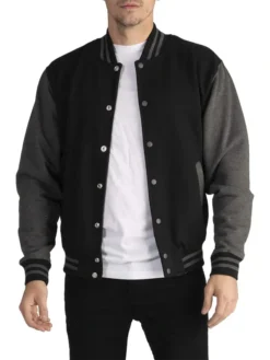 Douglas Men Black Wool Baseball Jacket Main