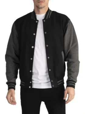 Douglas Men Black Wool Baseball Jacket Main
