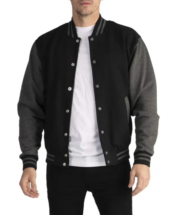 Douglas Men Black Wool Baseball Jacket Main