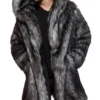 Harry Long Tissavel White And Black Fur Coat Black Hood