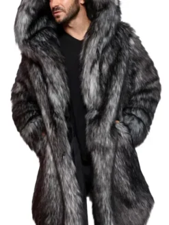 Harry Long Tissavel White And Black Fur Coat Black Hood