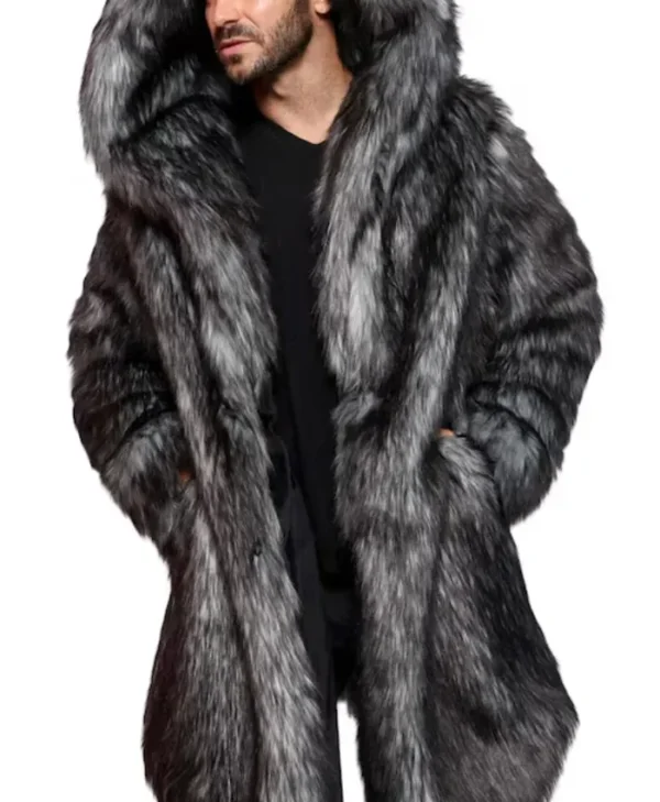 Harry Long Tissavel White And Black Fur Coat Black Hood