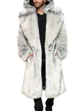 Harry Long Tissavel White And Black Fur Coat Hood