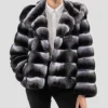 Hooded Black Chinchilla Fur Jacket Womens Style