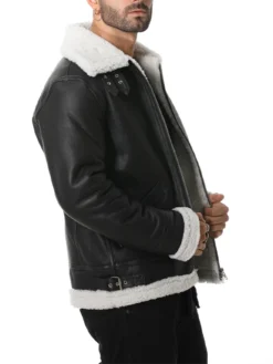 Mens B3 Black Shearling Aviator Pilot Bomber Jacket Inner