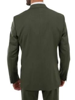 Mens Olive Green Slim Fit Wedding Suit Back