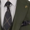 Mens Olive Green Slim Fit Wedding Suit Collar
