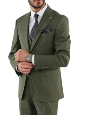 Mens Olive Green Slim Fit Wedding Suit Style