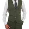Mens Olive Green Slim Fit Wedding Suit Vest