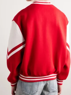 Mens Red Lettermen Wool Varsity Jacket Back