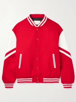Mens Red Lettermen Wool Varsity Jacket Main