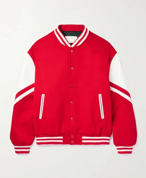 Mens Red Lettermen Wool Varsity Jacket Main