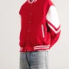 Mens Red Lettermen Wool Varsity Jacket Pockets