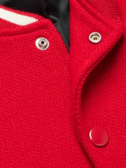 Mens Red Lettermen Wool Varsity Jacket buttton