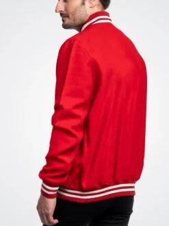 Mondor Red Wool Varsity Jacket Back