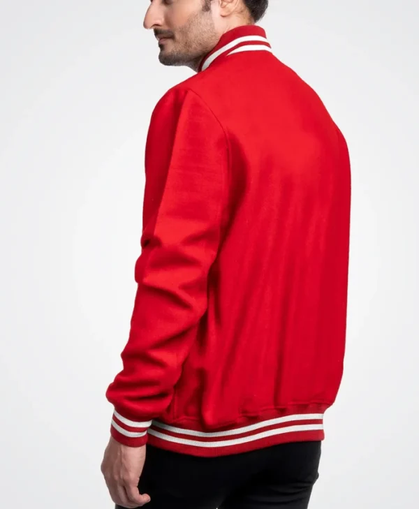 Mondor Red Wool Varsity Jacket Back
