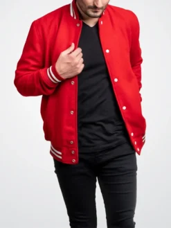 Mondor Red Wool Varsity Jacket Inner