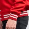 Mondor Red Wool Varsity Jacket Rib Knitted