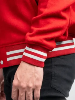 Mondor Red Wool Varsity Jacket Rib Knitted
