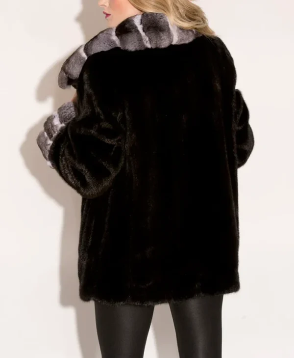 Monroe Black Mink Fur Jacket Back side