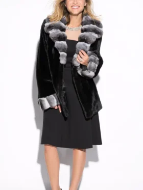 Monroe Black Mink Fur Jacket Stand Up