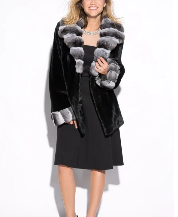 Monroe Black Mink Fur Jacket Stand Up