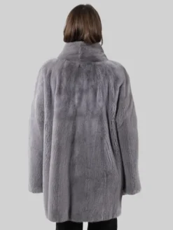 Persian Karakul Lamb Mink Fur Gray Jacket Back