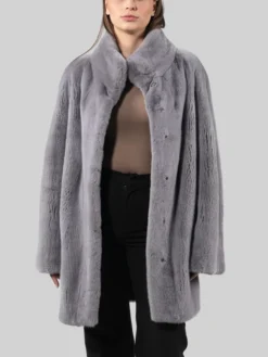Persian Karakul Lamb Mink Fur Gray Jacket Closure