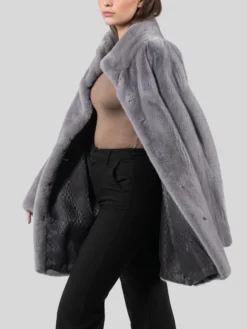 Persian Karakul Lamb Mink Fur Gray Jacket Inner