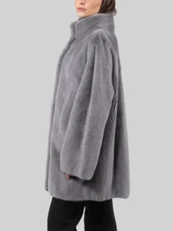 Persian Karakul Lamb Mink Fur Gray Jacket Side