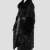 Persian Lamb Astrakhan Black Fox Fur Coat Belted