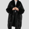 Persian Lamb Astrakhan Black Fox Fur Coat Closure