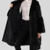 Persian Lamb Astrakhan Black Fox Fur Coat Inner