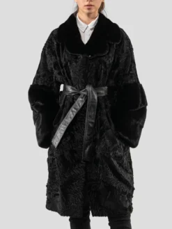Persian Lamb Astrakhan Black Fox Fur Coat Main