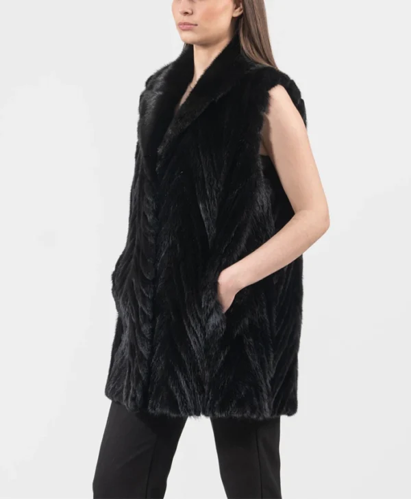 Persian Lamb Fur Waistcoat Vest Side