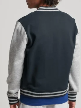Sean Men Black and Grey Baseball Jacket Back