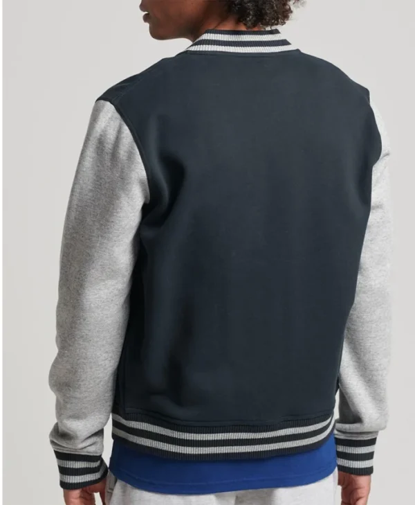 Sean Men Black and Grey Baseball Jacket Back